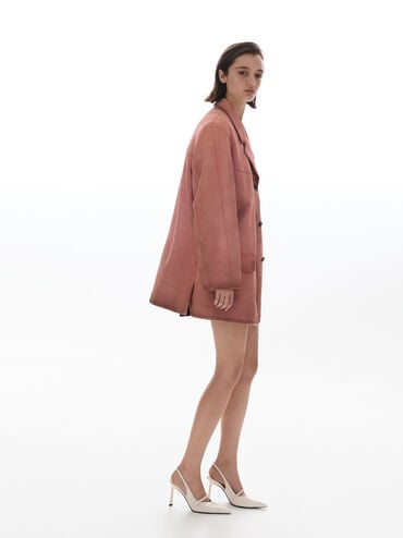 รองเท้าปิดส้นหัวแหลมดีไซน์สายเข็มขัดประดับมุกรุ่น Helena, สีชอล์ค, hi-res