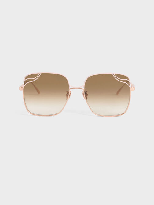 Wavy Wire-Frame Square Sunglasses, , hi-res