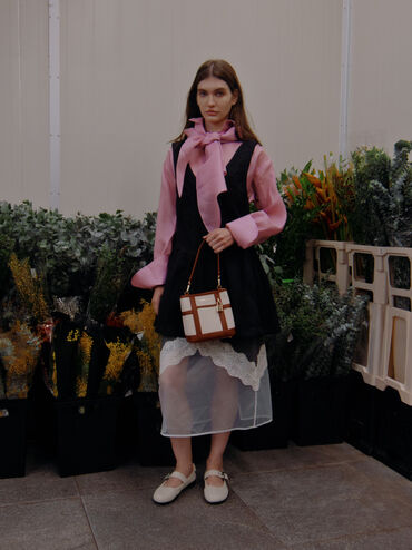 กระเป๋าทรงถังวัสดุผ้าแคนวาสรุ่น Scottie, สีอิฐ, hi-res