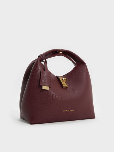 Chance Turn-Lock Bucket Bag, Wineberry Red, hi-res