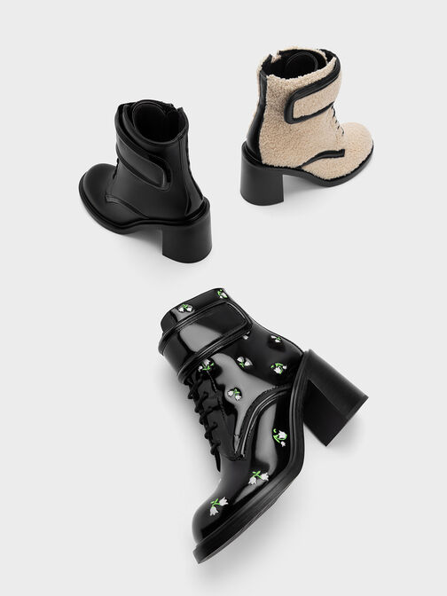 Rosalie Leather Floral Ankle Boots, , hi-res