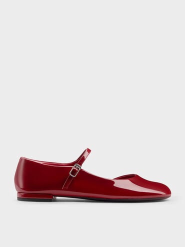 Patent D'Orsay Mary Janes, Red, hi-res