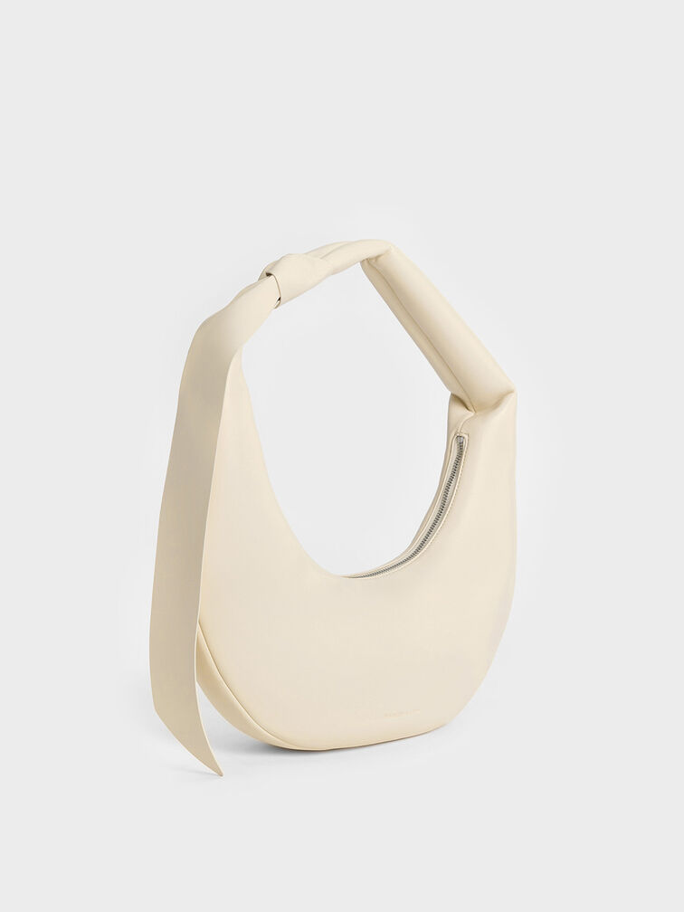 Mini Toni Knotted Crescent Hobo Bag, Chalk, hi-res