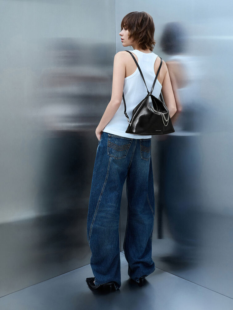 Atwood Chain Hobo Bag, Noir, hi-res