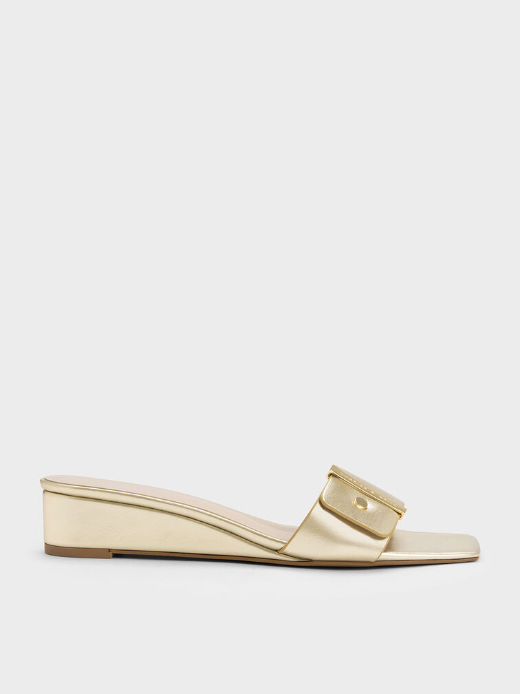 Metallic Accent Square-Toe Wedges, , hi-res