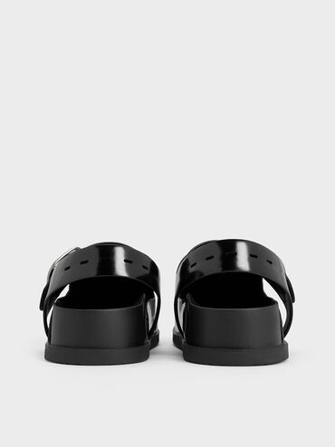 Buckled Slingback Mules, Black Boxed, hi-res