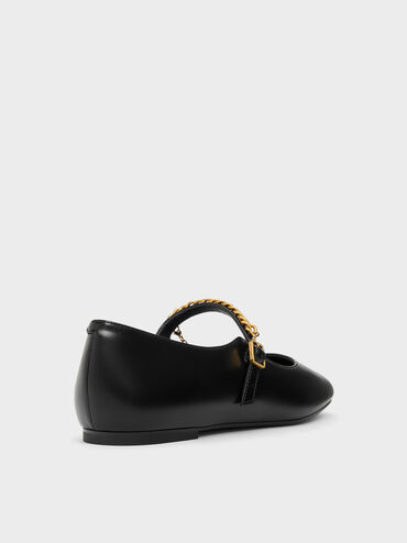 Double-Chain Charm Mary Jane Flats, Black, hi-res