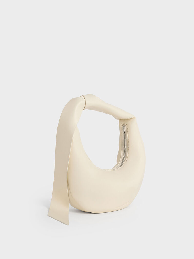 Micro Toni Knotted Crescent Hobo Bag, Chalk, hi-res