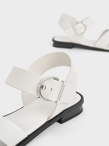 Crossover Strap Sandals, สีขาว, hi-res