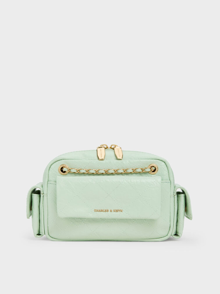 Duo Quilted Crossbody Bag, Mint Green, hi-res