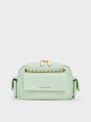 Duo Quilted Crossbody Bag, Mint Green, hi-res