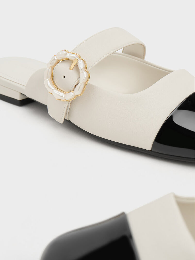 Patent Pearl Buckle Mary Jane Mules, , hi-res