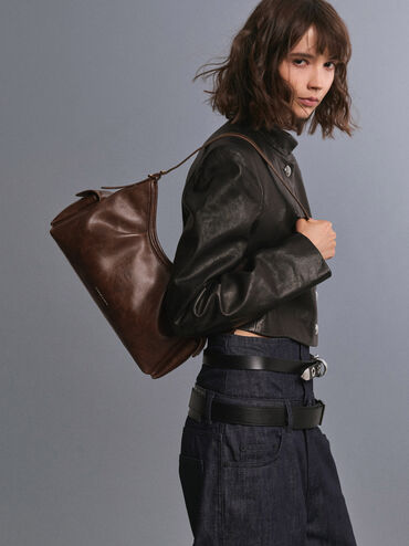 Khai Side-Pocket Shoulder Bag, Distressed Coffee, hi-res