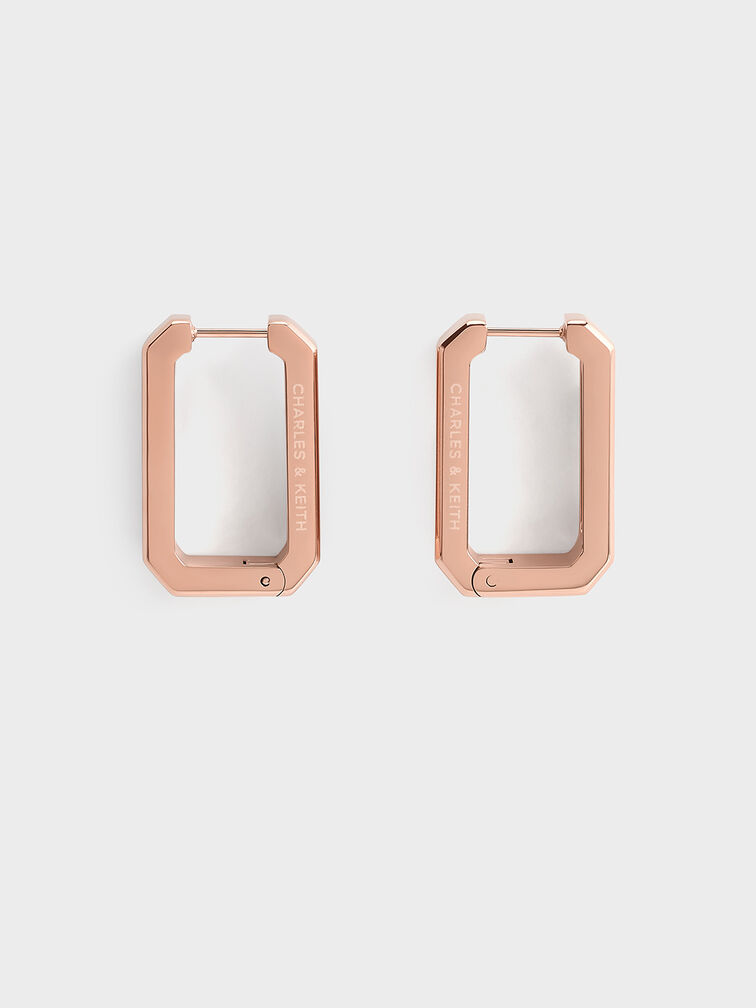 ต่างหูแบบห่วงทรงสี่เหลี่ยมผืนผ้ารุ่น Keziah, สีโรสโกลด์, hi-res