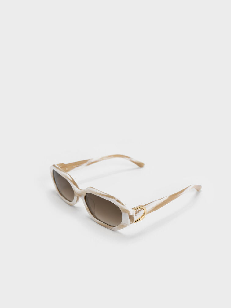 Gabine Recycled Acetate Oval Sunglasses, สีครีม, hi-res