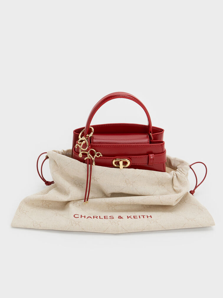 Aubrielle Horse-Motif Top Handle Bag, Tomato Red, hi-res