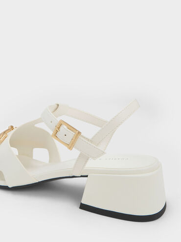 Cut-Out T-Bar Pumps, White, hi-res