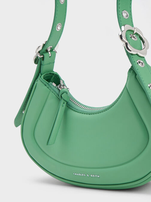 Petra Curved Shoulder Bag, สีเขียว, hi-res