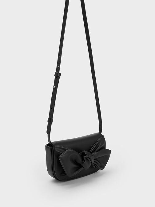 Bow Crossbody Bag, สีดำ, hi-res