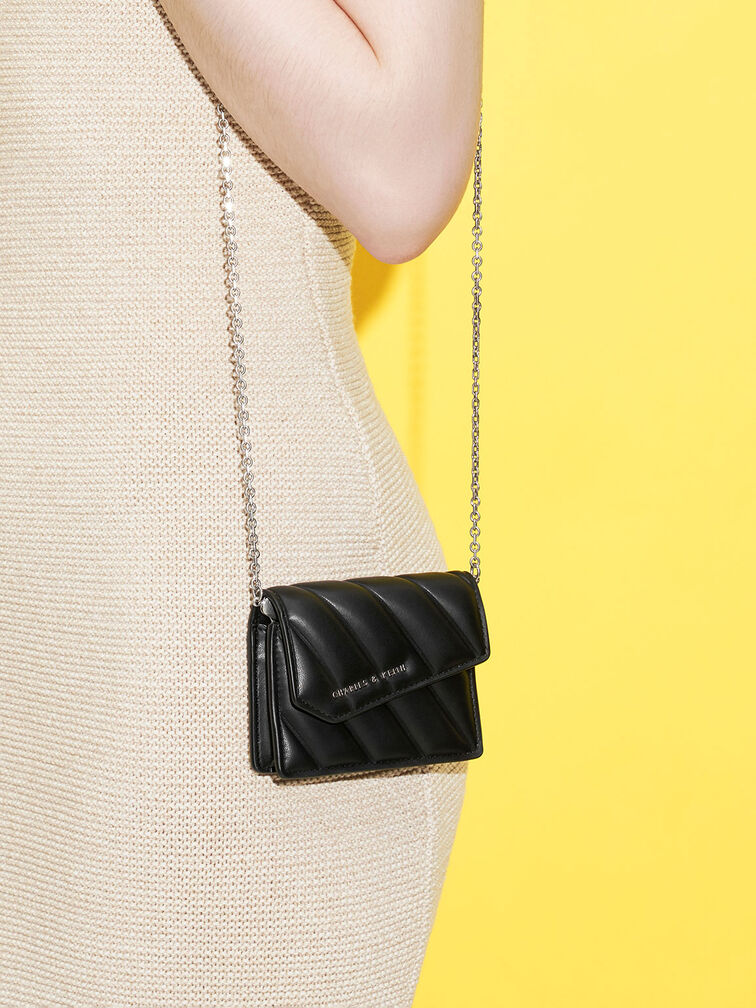 Asymmetric Flap Panelled Wallet, , hi-res