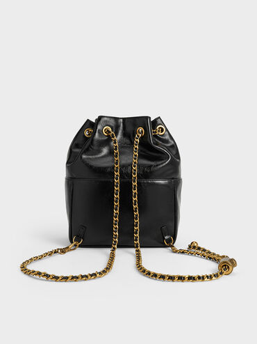Donna Crinkle-Effect Backpack, Black, hi-res