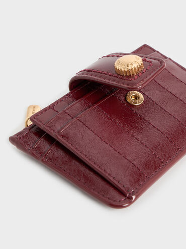 Donna Crinkle-Effect Panelled Card Holder, Burgundy, hi-res