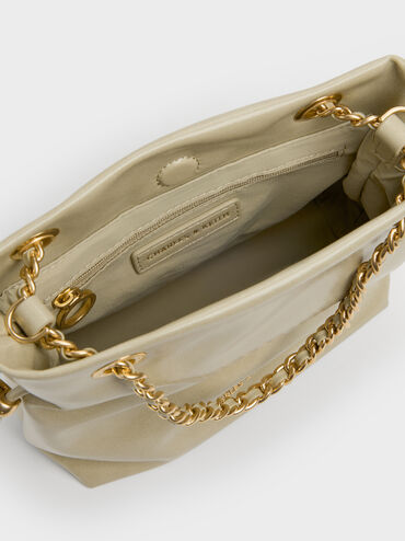 กระเป๋าสะพายข้างดีไซน์สายถักแบบคู่รุ่น Arya, สีเพลโอลีฟ, hi-res