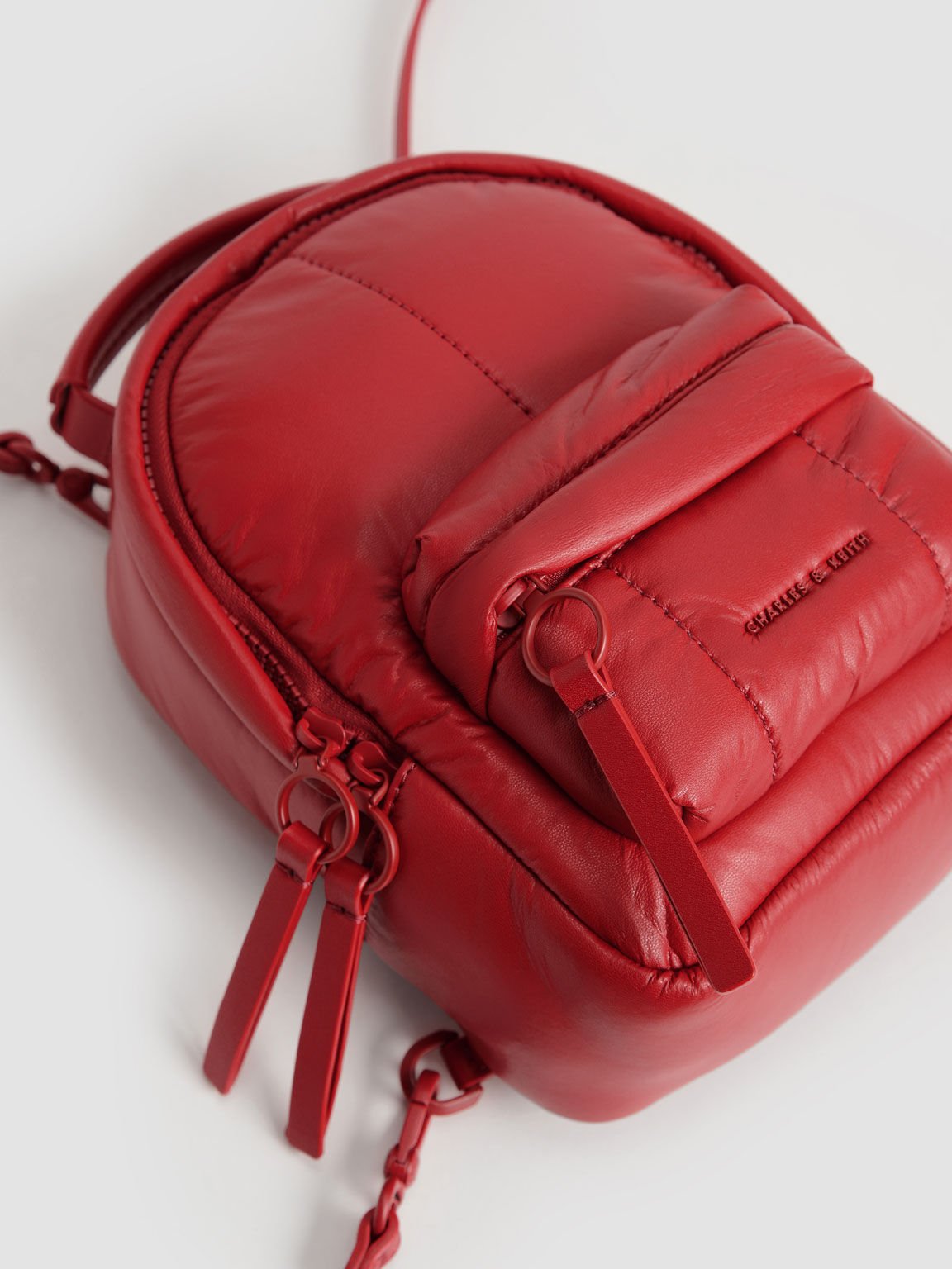 Lin Puffy Backpack, Red, hi-res