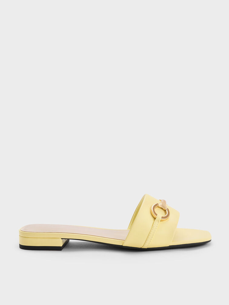 Metallic Bar Slide Sandals, , hi-res