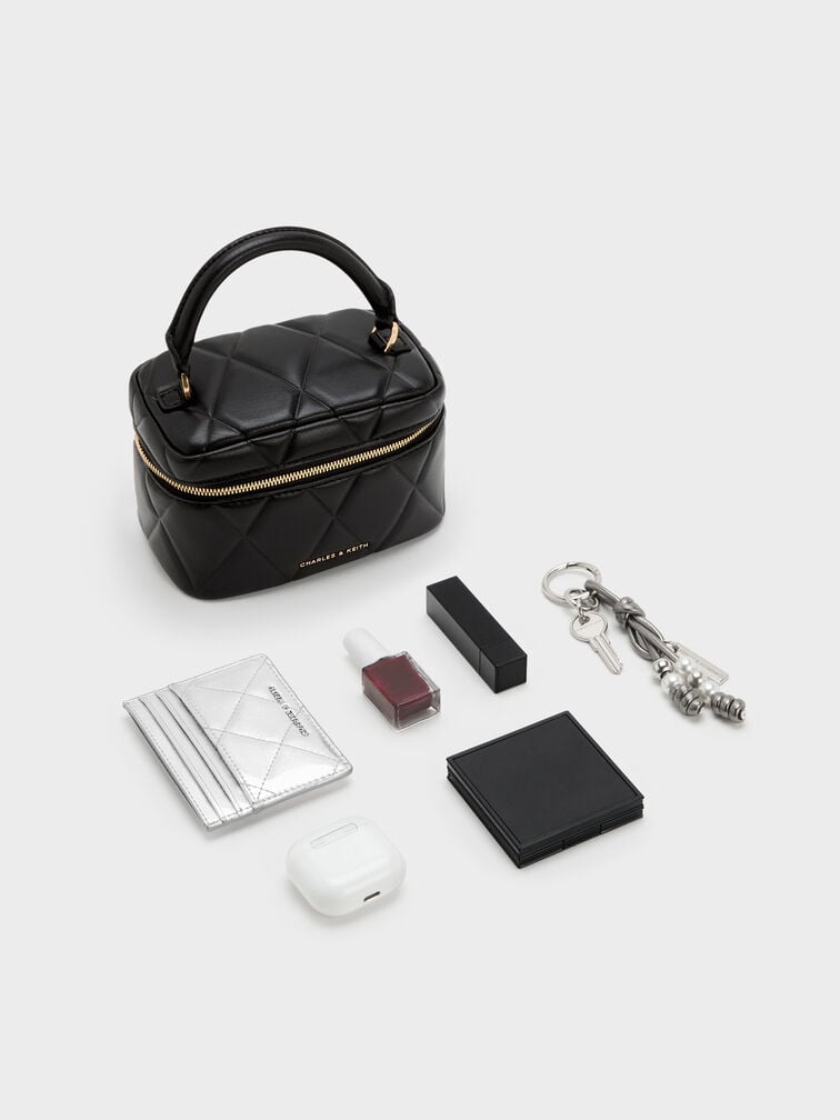 Arwen Quilted Top Handle Vanity Bag, Black, hi-res