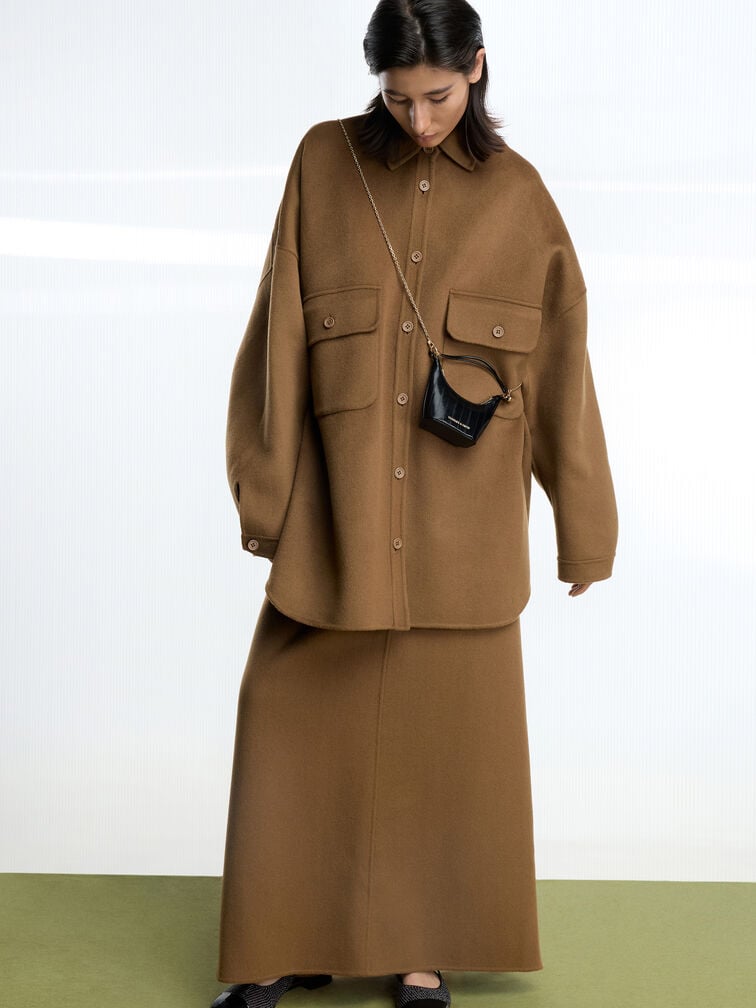 กระเป๋าถือใบจิ๋วเท็กซ์เจอร์ลอนเงารุ่น Augustine, สีดำ, hi-res