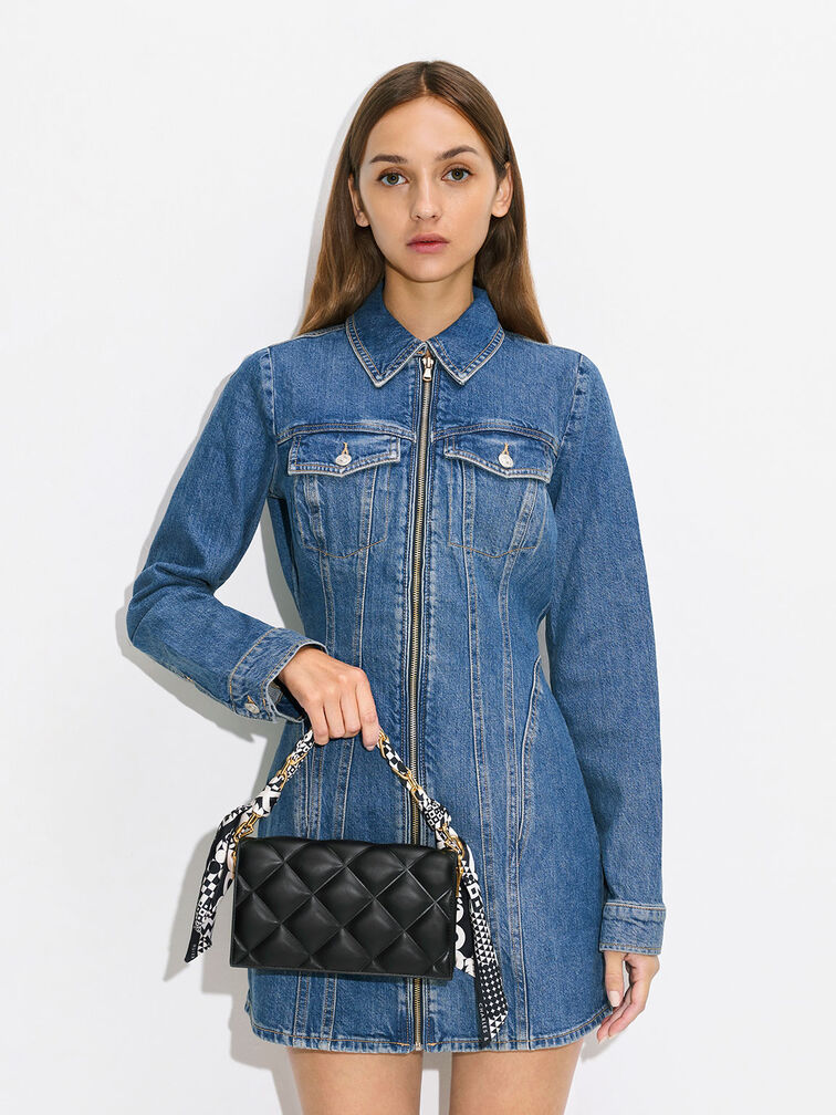 Alcott Scarf Handle Quilted Clutch, , hi-res