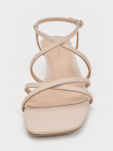 Patent Strappy Wedge Sandals, Cream, hi-res