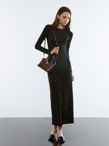 กระเป๋าโท้ทดีเทลเมทัลลิครุ่น Lilibet, สีพลัม, hi-res