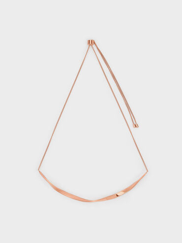 Lena Twist Bar Necklace, Rose Gold, hi-res
