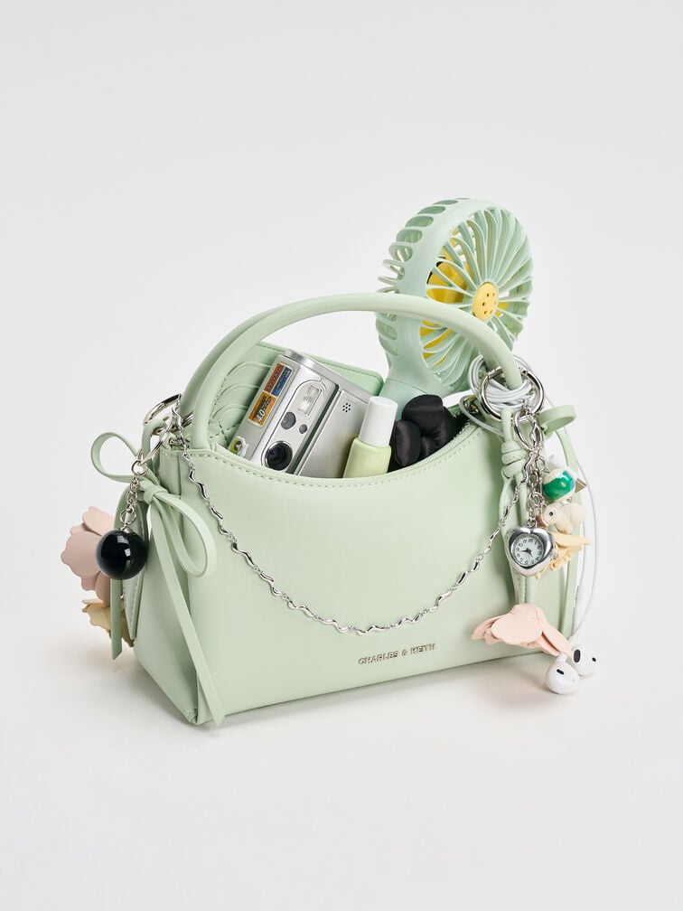 Hazel Bow Top Handle Bag, Mint Green, hi-res