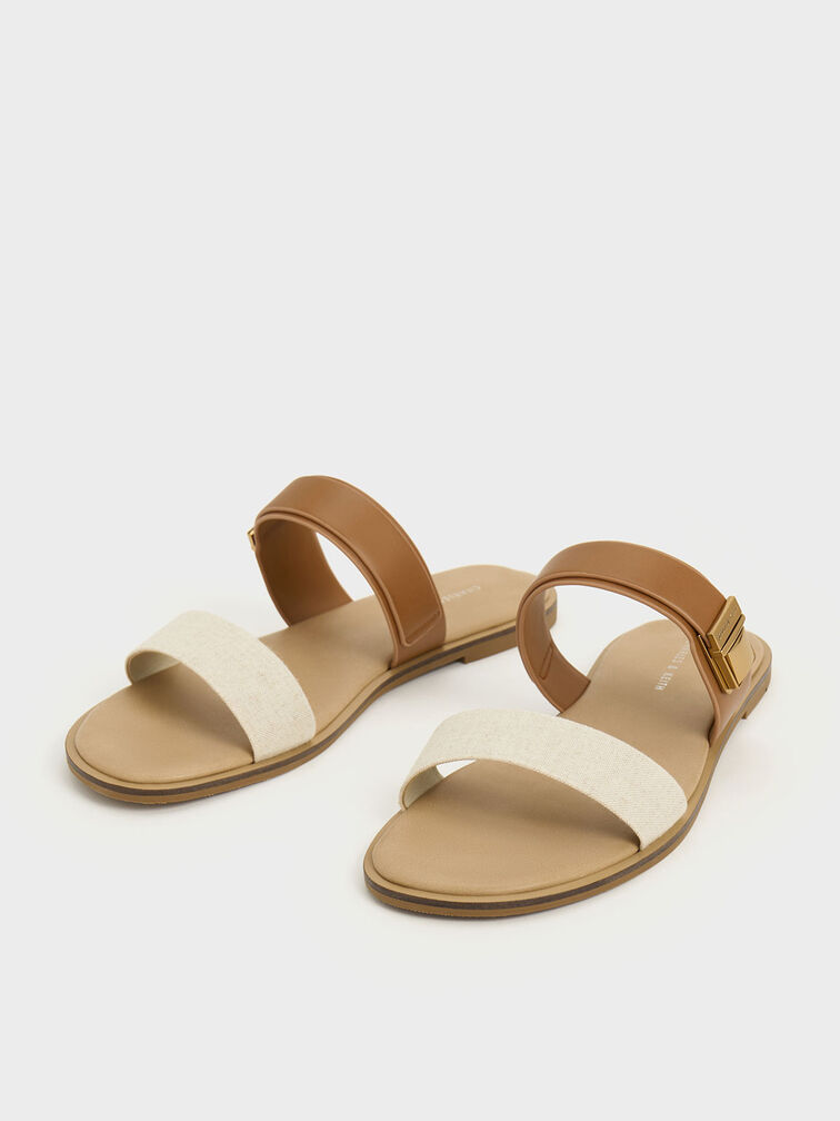 Dove Two-Tone Double-Strap Sandals, Caramel, hi-res