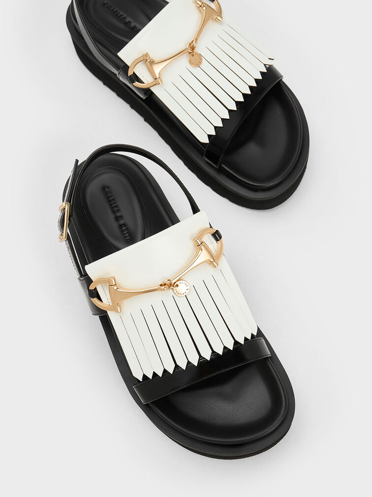 Horsebit & Fringe Platform Sandals, , hi-res