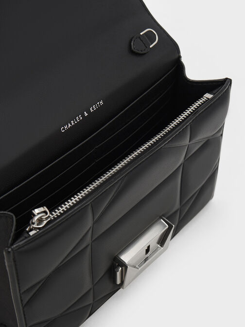 Blanche Chevron Chain-Strap Clutch, , hi-res