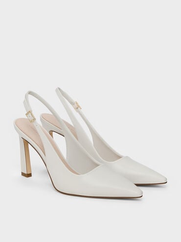 Kerra Pointed Slingback Pumps, White, hi-res
