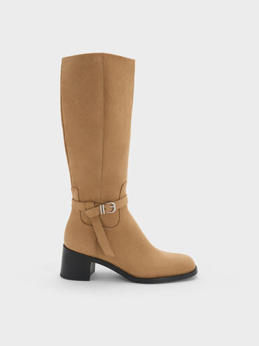 Eliza Faux Suede Knee-High Boots, Sand, hi-res