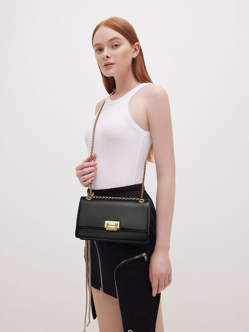 Chain Handle Shoulder Bag, , hi-res
