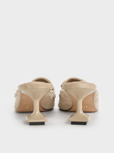 รองเท้าเปิดส้นดีไซน์หนังกลับแบบผูกเชือกพร้อมเสริมทรง Sculptural รุ่น Kori, สีเบจ, hi-res