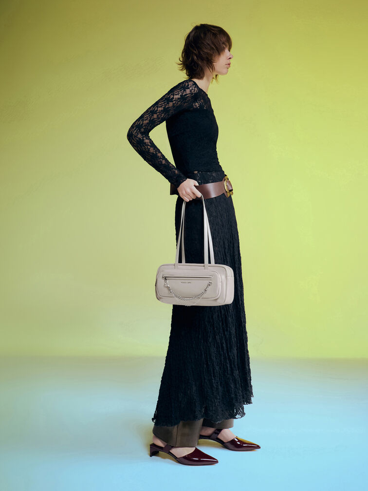 Atwood Chain Elongated Shoulder Bag, Shell Grey, hi-res