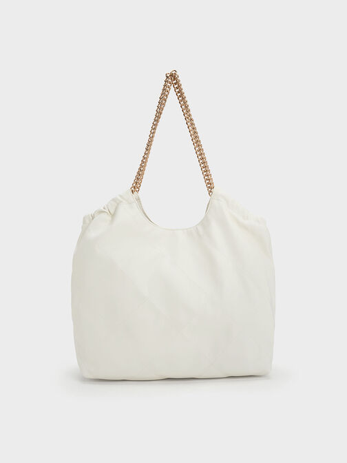 กระเป๋าโท้ทสายโซ่รุ่น Bethel, สีขาว, hi-res