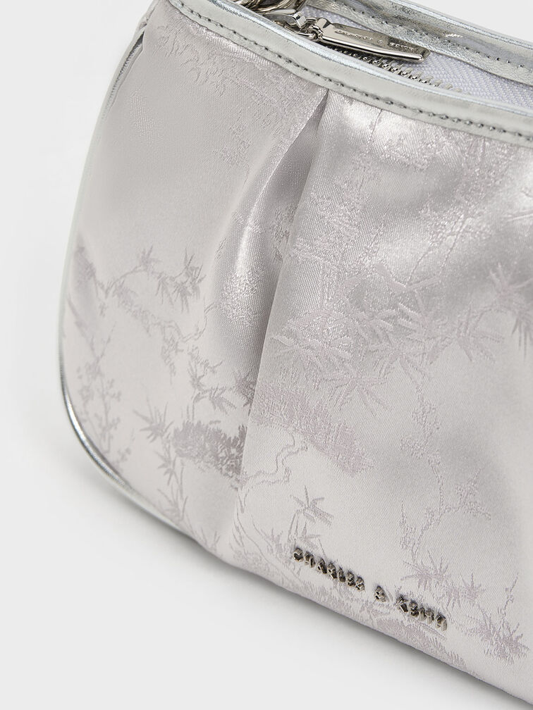 Recycled Satin Floral-Print Shoulder Bag, , hi-res