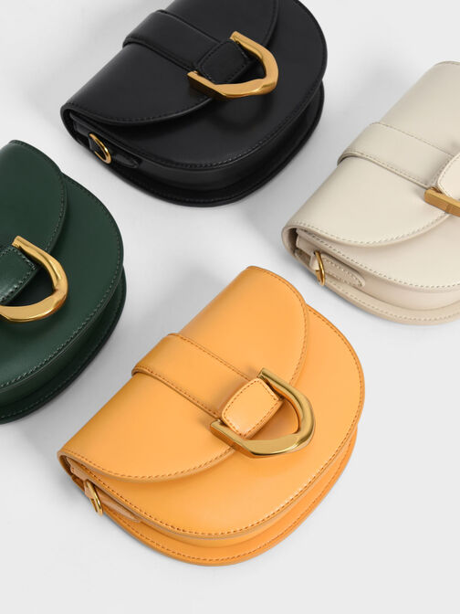 กระเป๋าสะพายข้างดีไซน์แบบอานม้ารุ่น Mini Gabine, สีครีม, hi-res