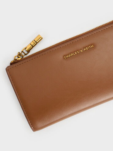 Cesia Top-Zip Long Wallet, Chocolate, hi-res