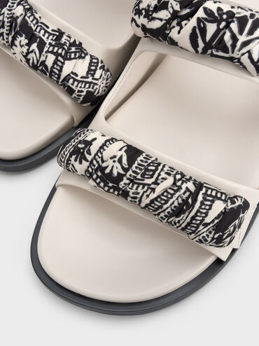 Tayari Leather Printed Double-Strap Sandals, Chalk, hi-res