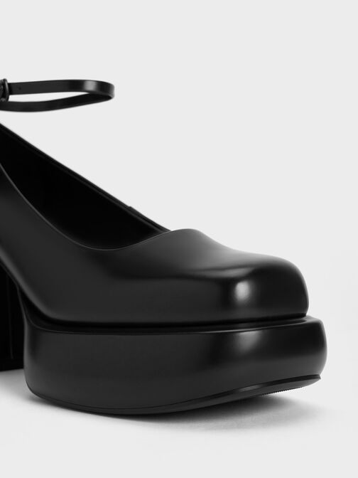 Monique Ankle-Strap Platform Pumps, หนังเงาสีดำ, hi-res